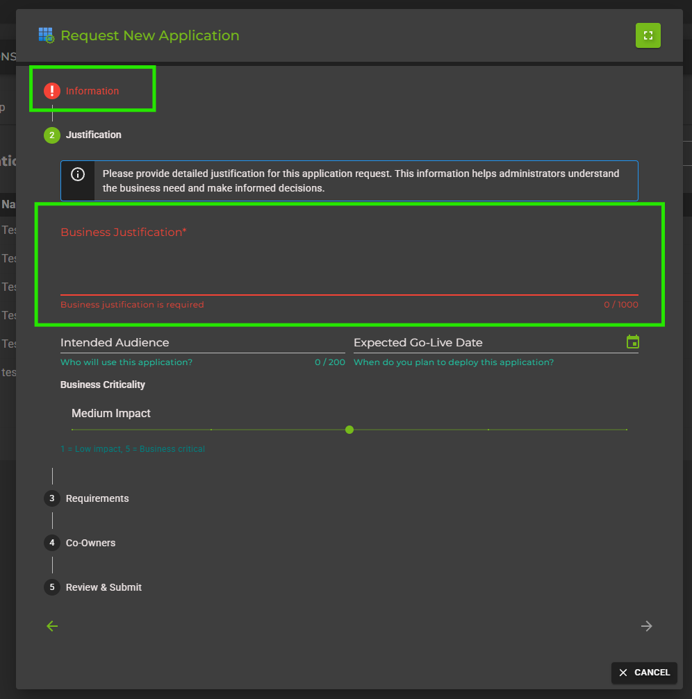 Application Request Metadata Section