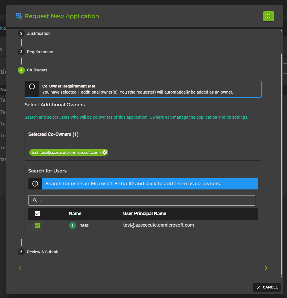 Application Request Ownership Assignment