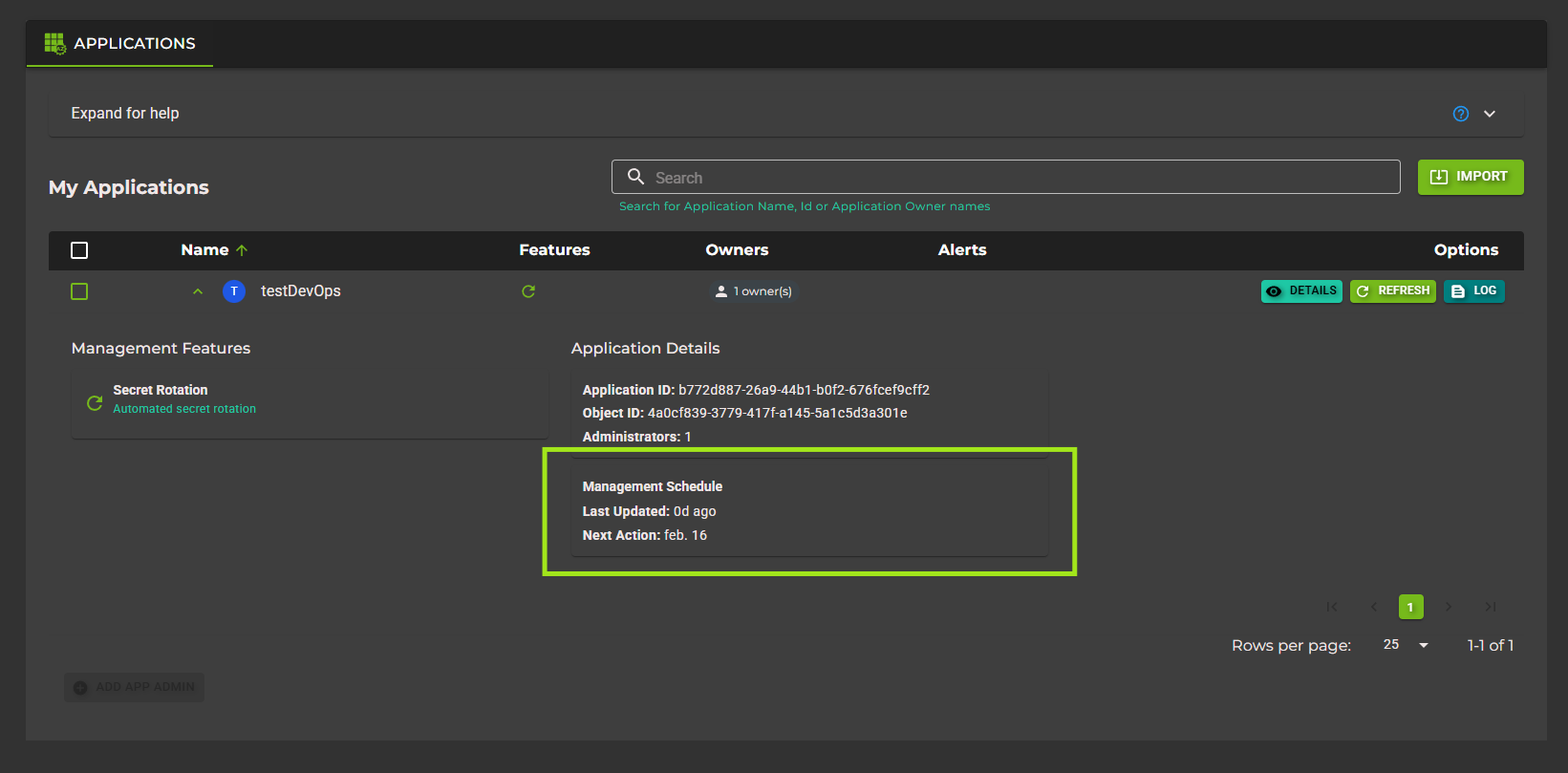 Secret Status Information